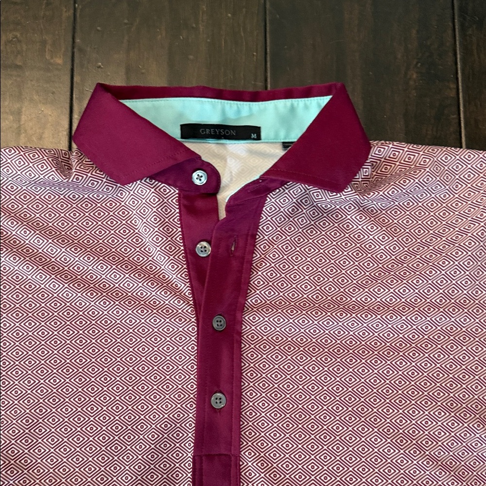 Greyson Men's Maroon Geometric Polo